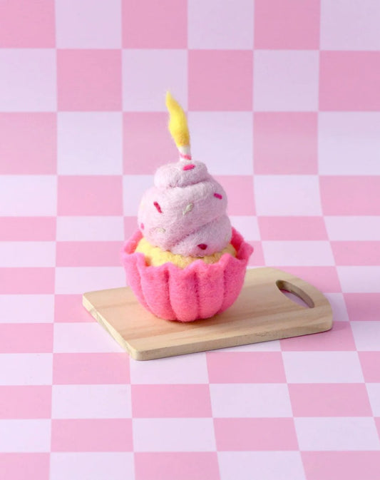 PREORDER: Giant Pink Vanilla Cupcake with Candle - Tara Treasures