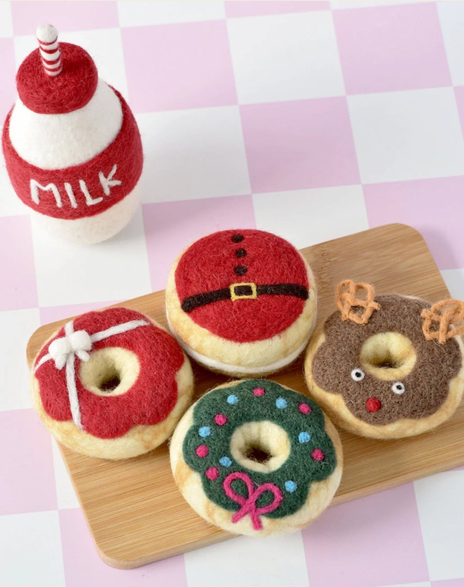 PREORDER: Magical Christmas Play Food Set - Santa's Milk and 4 Christmas Donuts - Tara Treasures