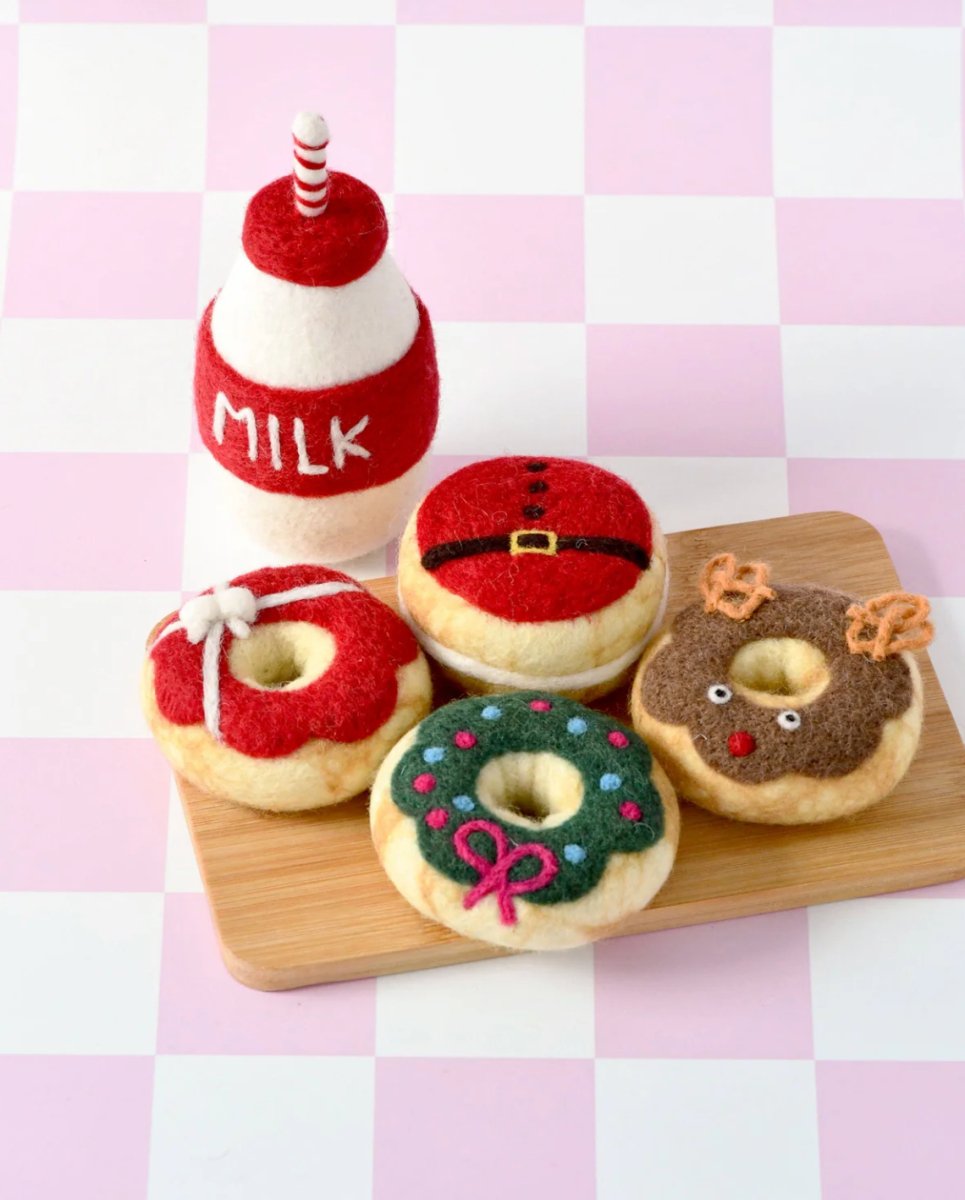 PREORDER: Magical Christmas Play Food Set - Santa's Milk and 4 Christmas Donuts - Tara Treasures