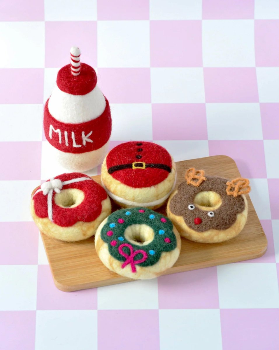 PREORDER: Magical Christmas Play Food Set - Santa's Milk and 4 Christmas Donuts - Tara Treasures