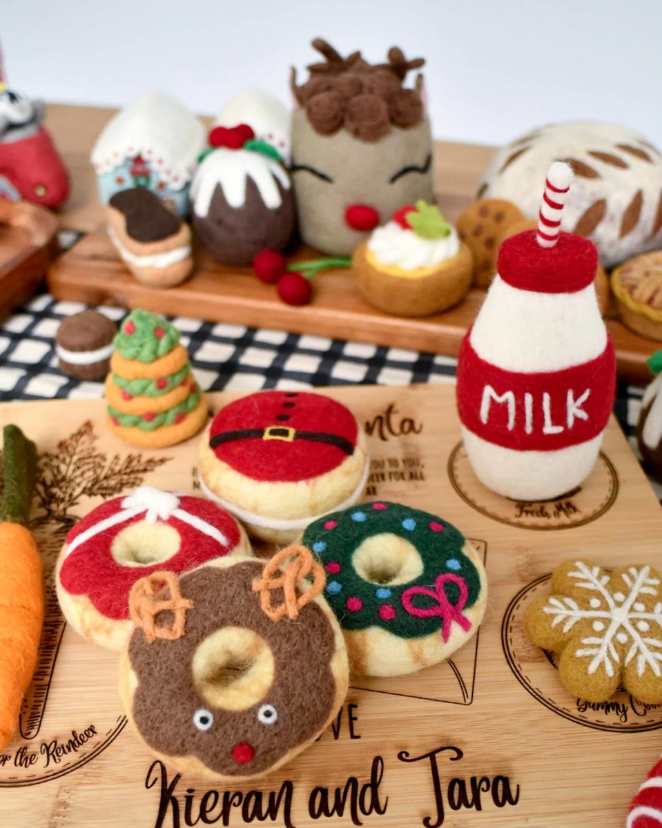 PREORDER: Magical Christmas Play Food Set - Santa's Milk and 4 Christmas Donuts - Tara Treasures