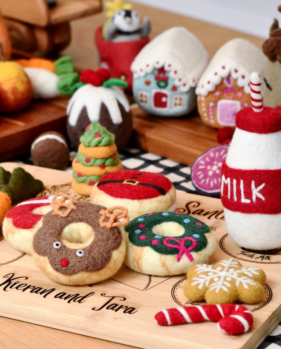 PREORDER: Magical Christmas Play Food Set - Santa's Milk and 4 Christmas Donuts - Tara Treasures