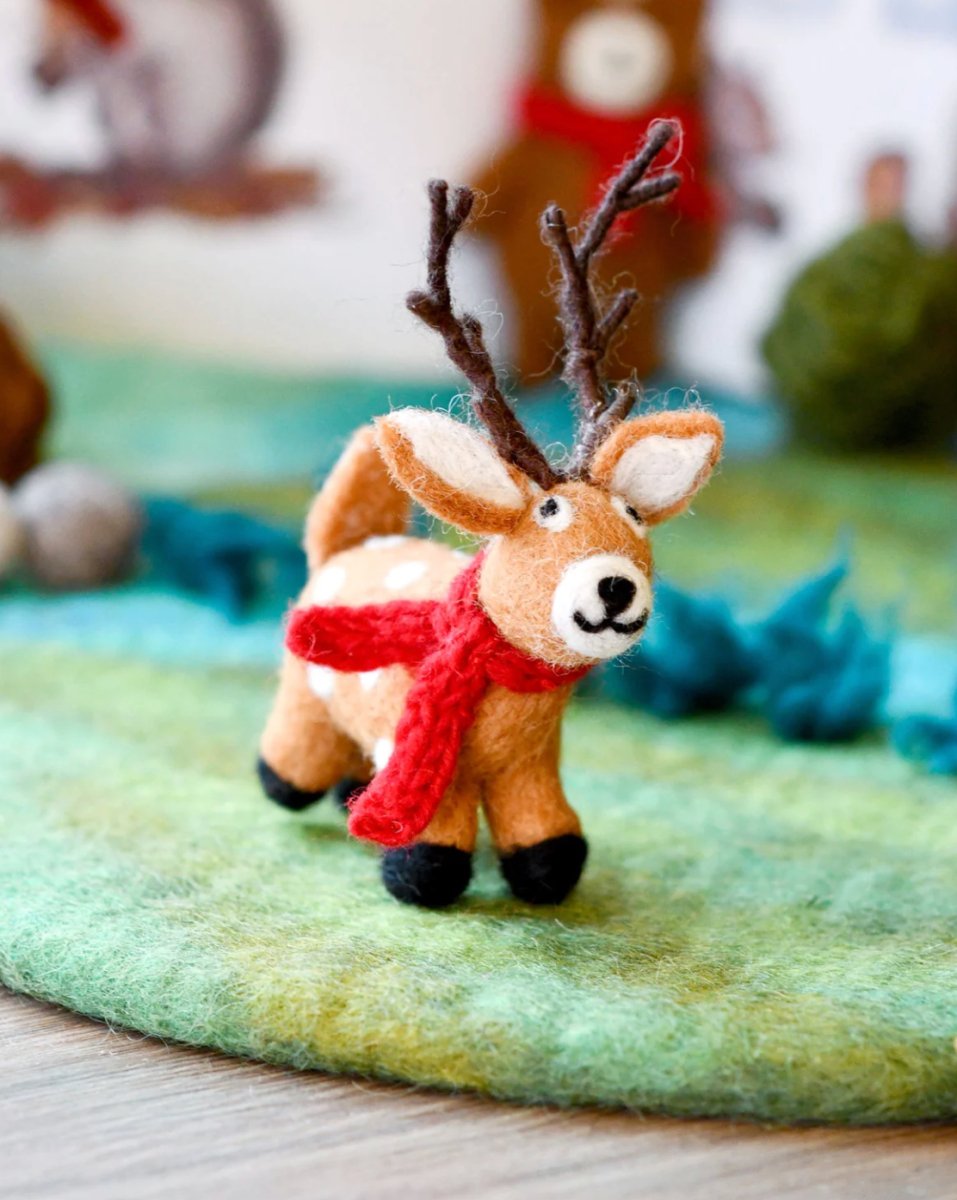 PREORDER: Reindeer with Red Scarf Felt Toy - Tara Treasures