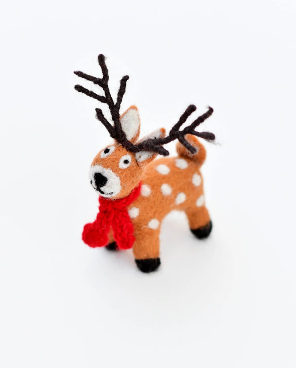 PREORDER: Reindeer with Red Scarf Felt Toy - Tara Treasures