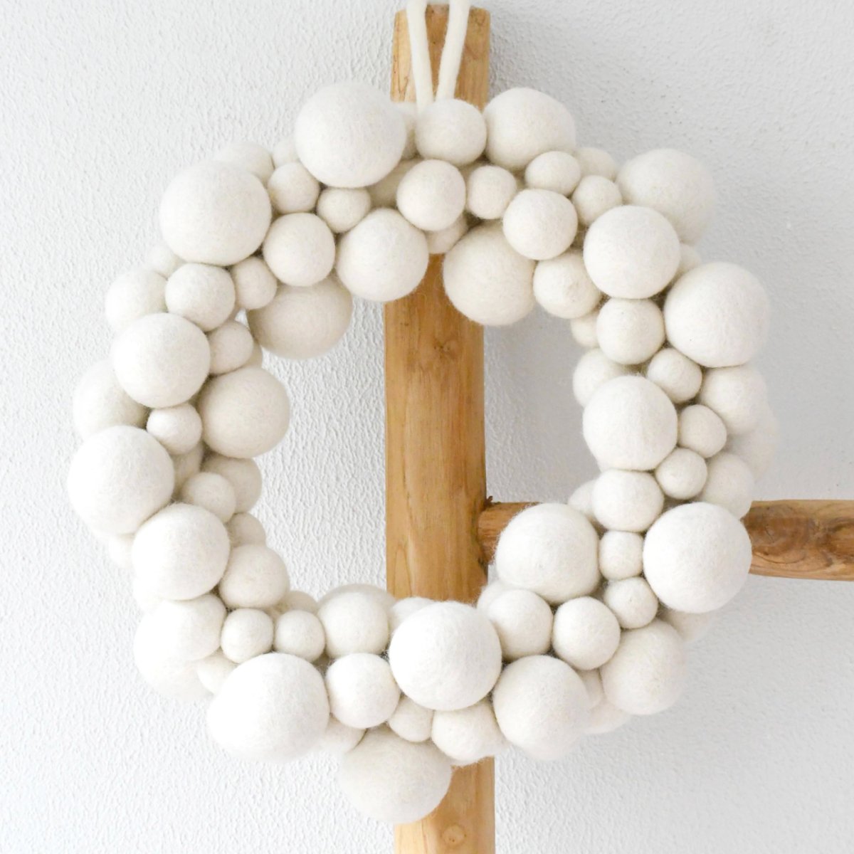 PREORDER: White Felt Ball Wreath - Tara Treasures