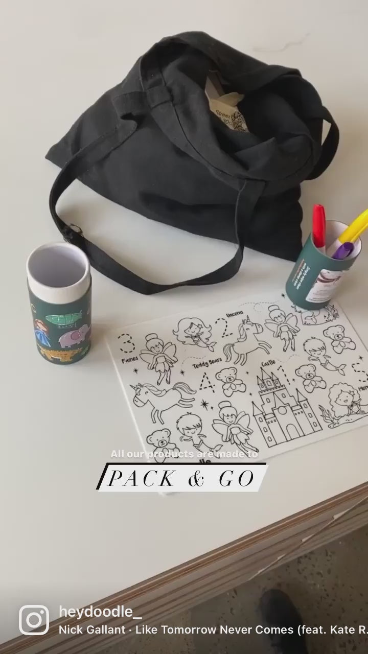 reusable silicone colouring mat travel pack