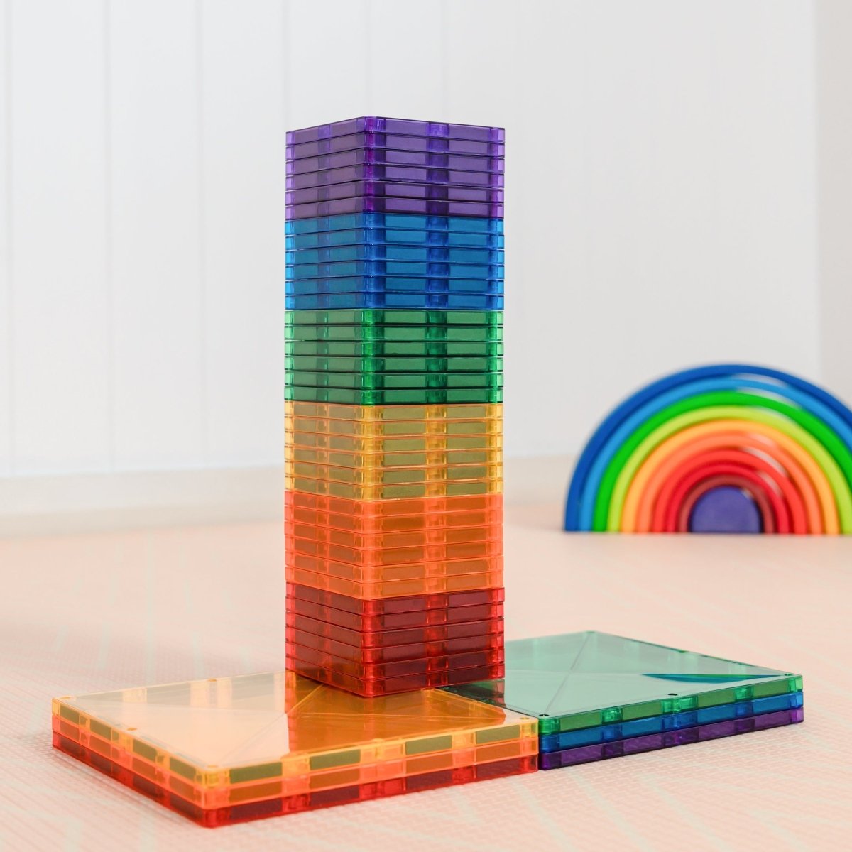 Rainbow Square Pack 42 pc - Connetix Tiles