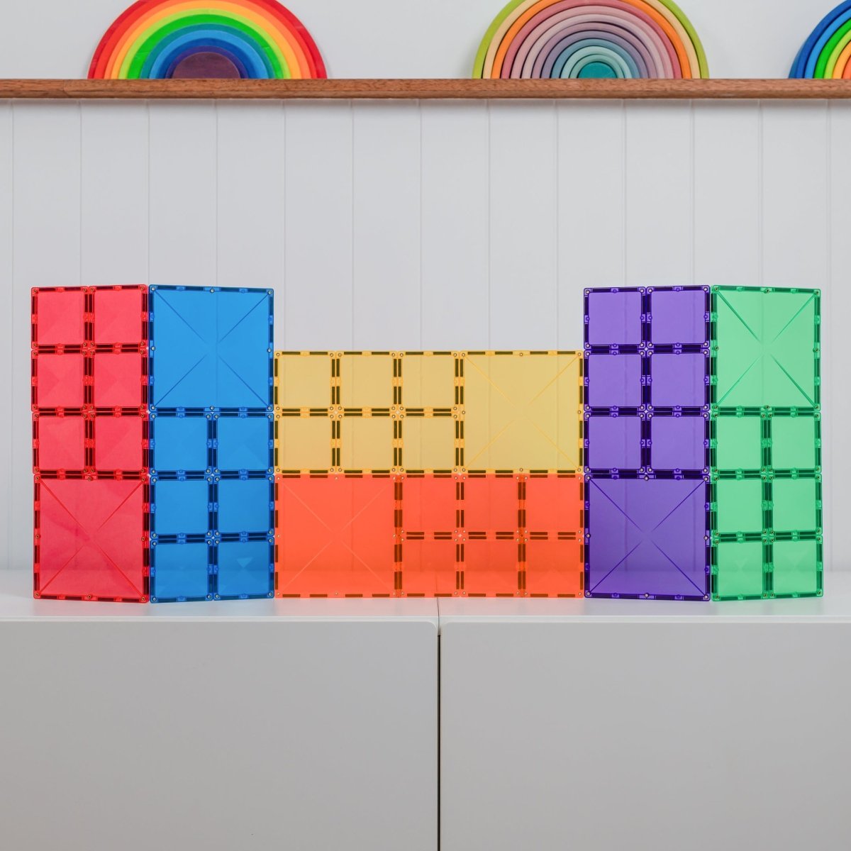 Rainbow Square Pack 42 pc - Connetix Tiles