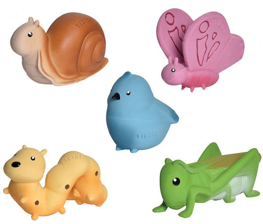 Set of 5 Garden Animals Rubber Teething Toy - Tikiri