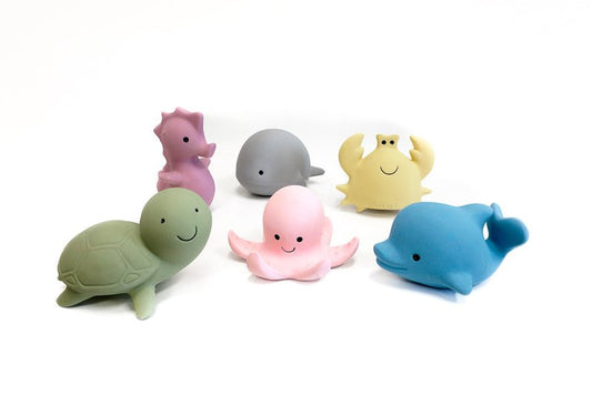 Set of 6 Ocean animals rubber teething toy - Tikiri