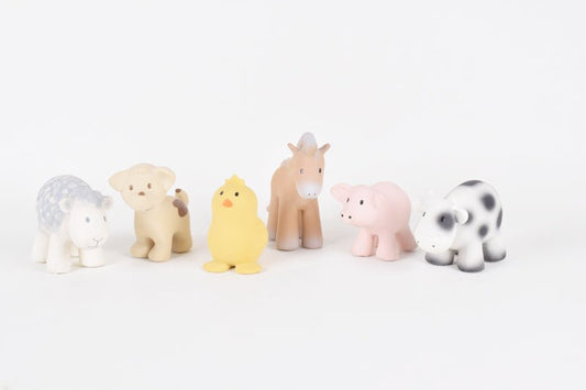 Set of 6 Tikiri Farm Animals Rubber Teether - Tikiri