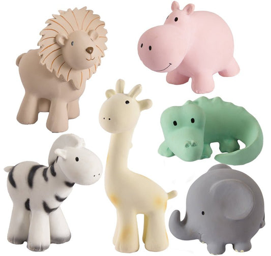 Set of 6 Zoo Animals Rubber Teething Toy - Tikiri