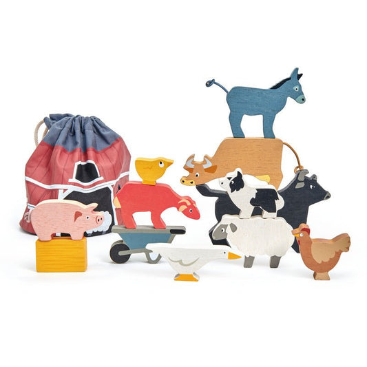 Stacking Farmyard Animals with Bag - Tender Leaf Toys