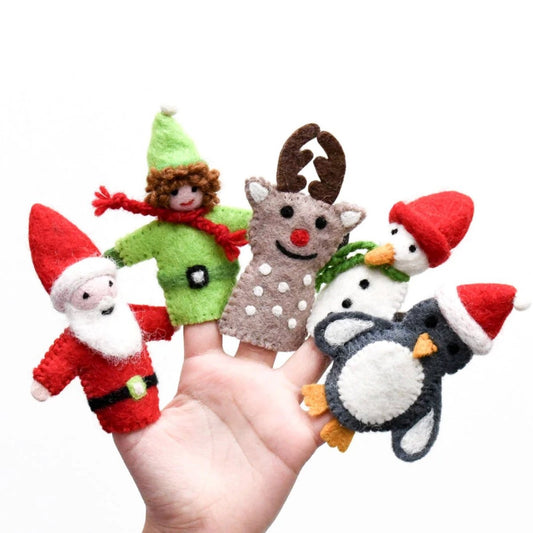 Tara Treasures | Christmas Santa, Finger Puppet Set