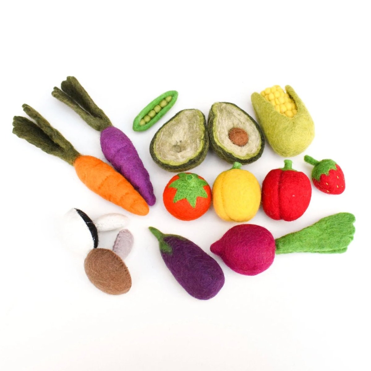 Tara Treasures | Felt Vegetables And Fruits Set A - 14 Piece