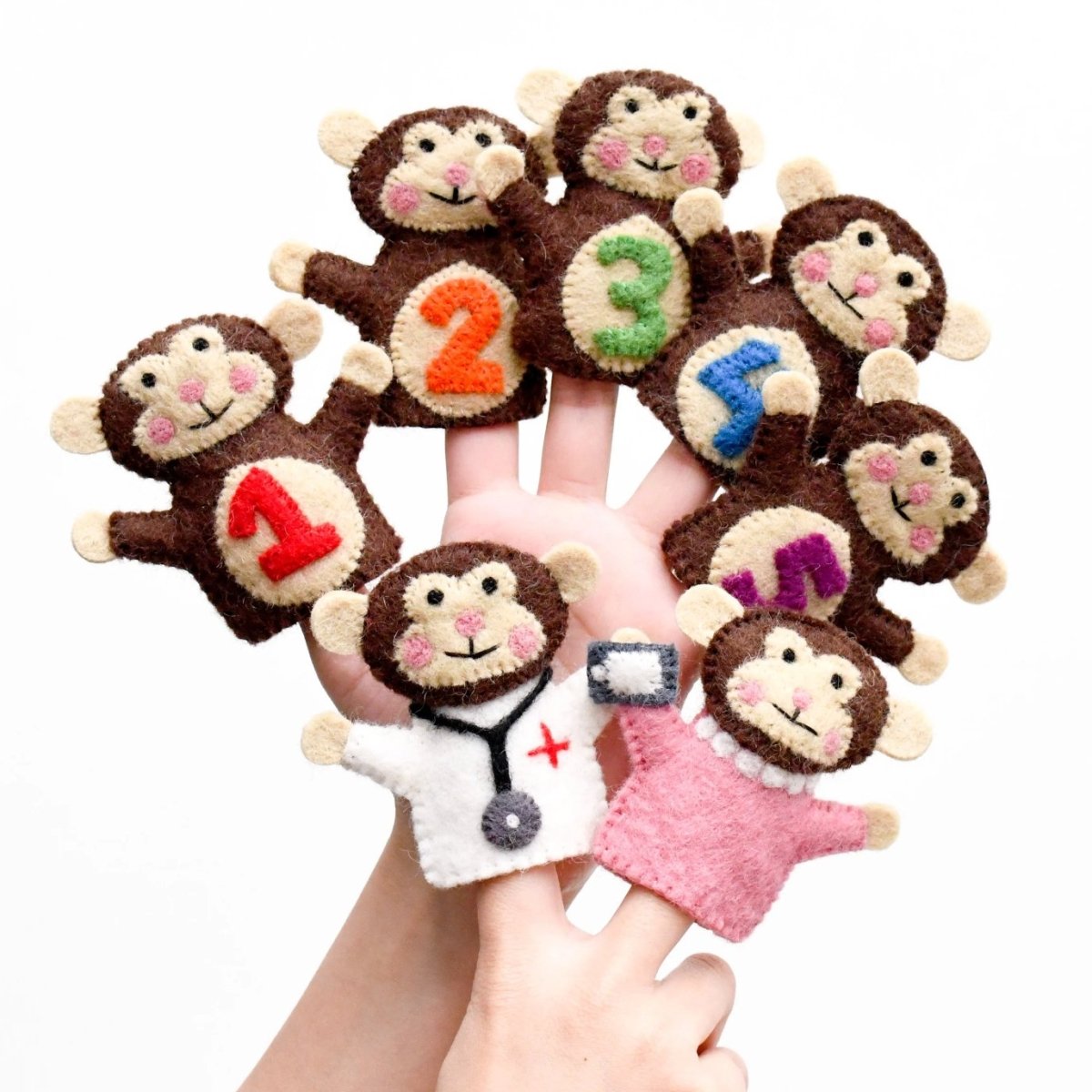 Tara Treasures | Five Little Monkeys Finger Puppet Set