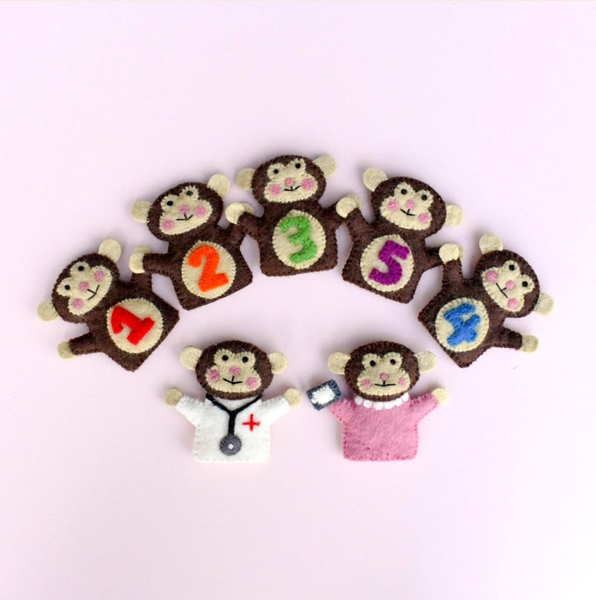 Tara Treasures | Five Little Monkeys Finger Puppet Set