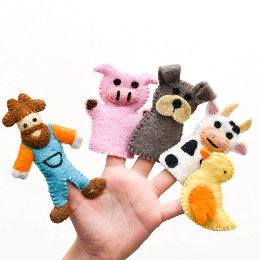 Tara Treasures | Old MacDonald Farm Animals A, Finger Puppet Set