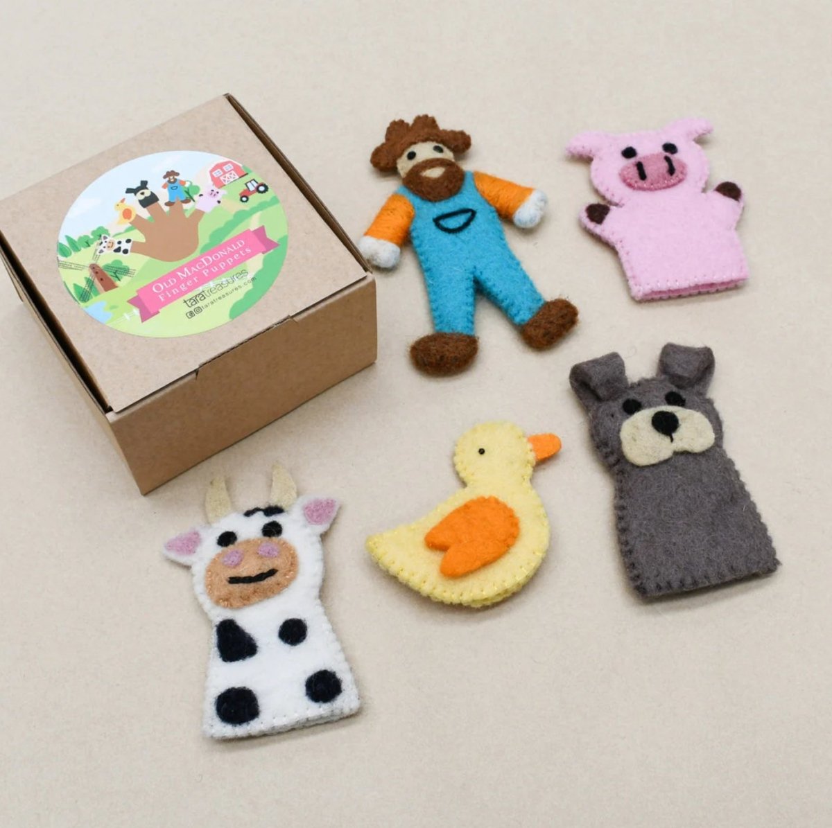 Tara Treasures | Old MacDonald Farm Animals A, Finger Puppet Set