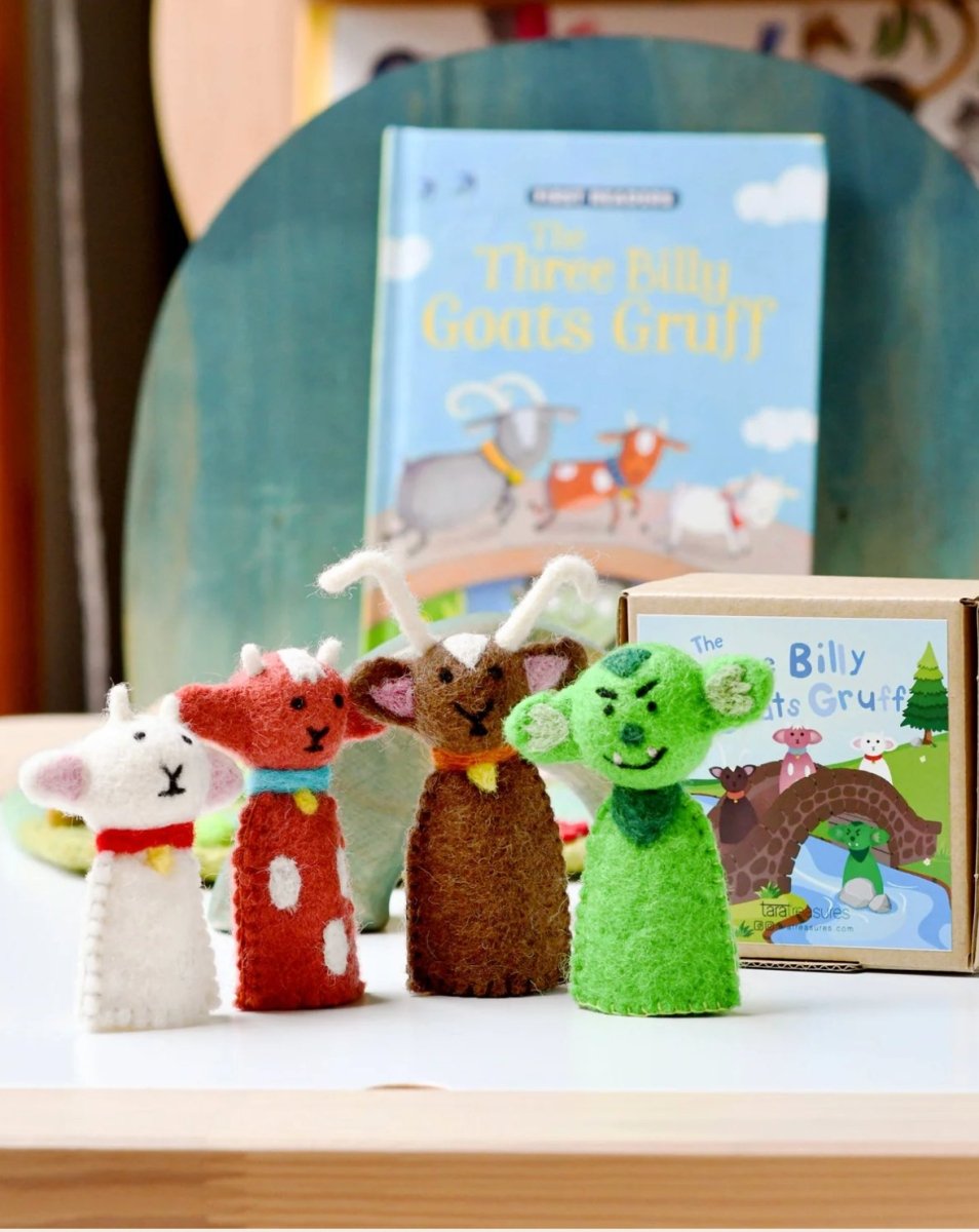 Tara Treasures | Three Billy Goats Gruff Finger Puppet Set