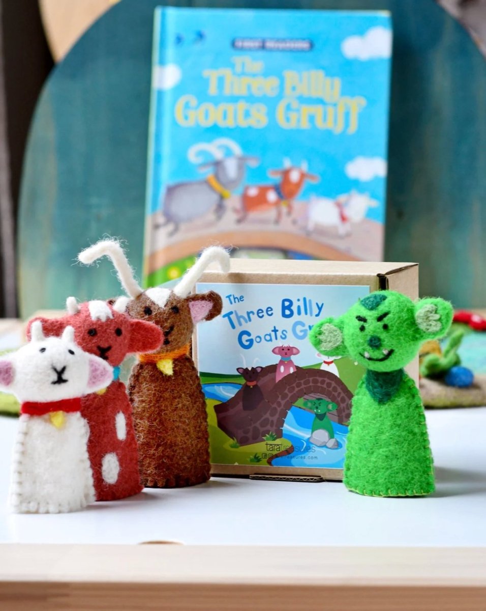 Tara Treasures | Three Billy Goats Gruff Finger Puppet Set