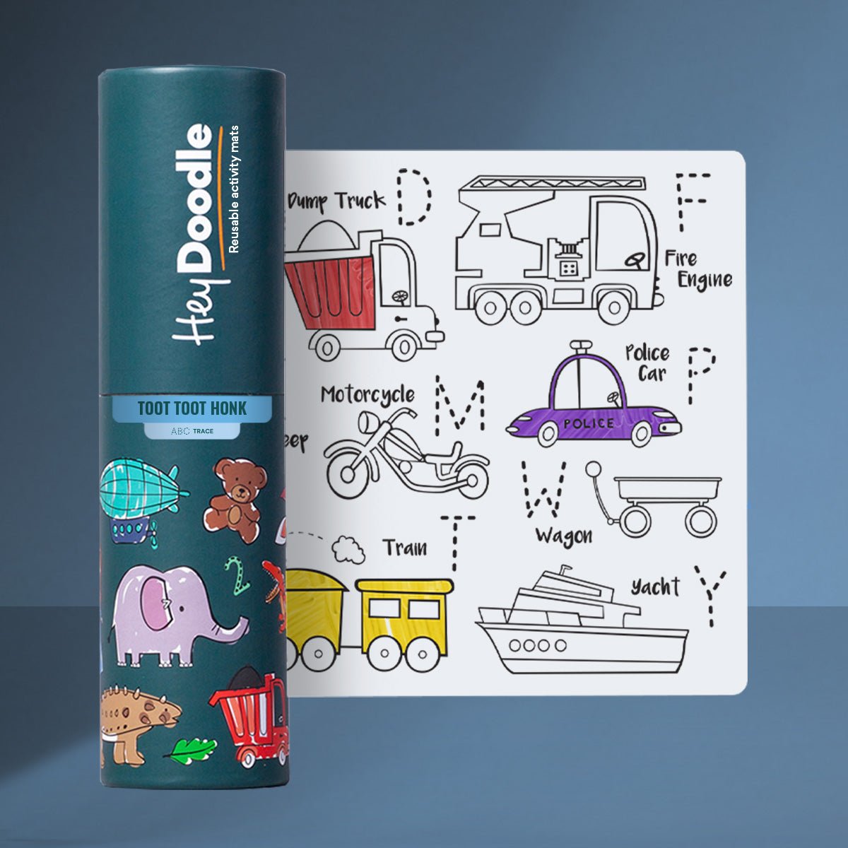 Toot Toot Honk (MiniMat) - Heydoodle Reusable Silicone Drawing Mat