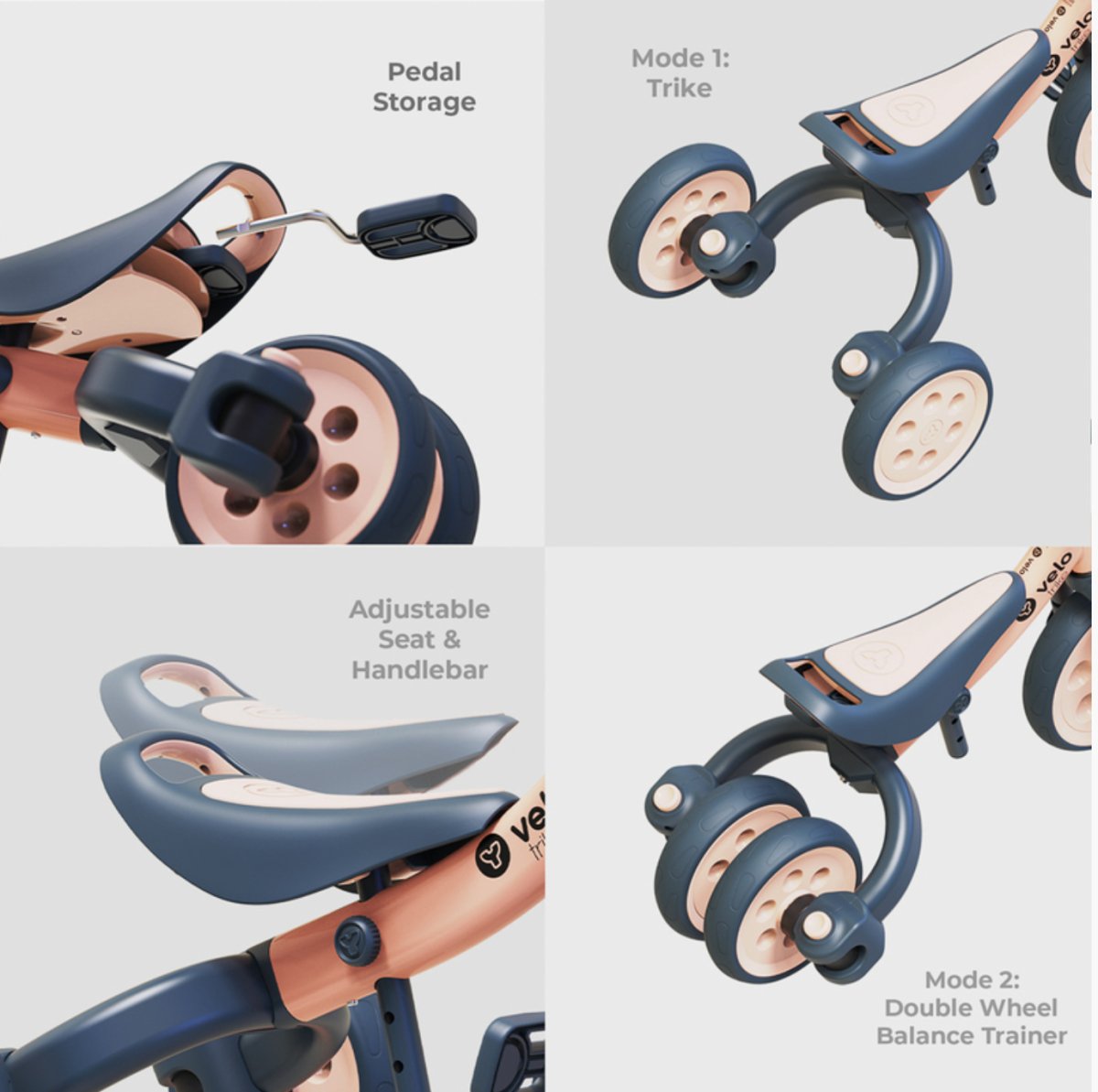 Velo Trike 2 in 1 Peach - Yvolution