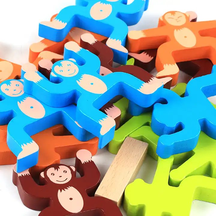 Wooden Balancing and Stacking Monkeys Game