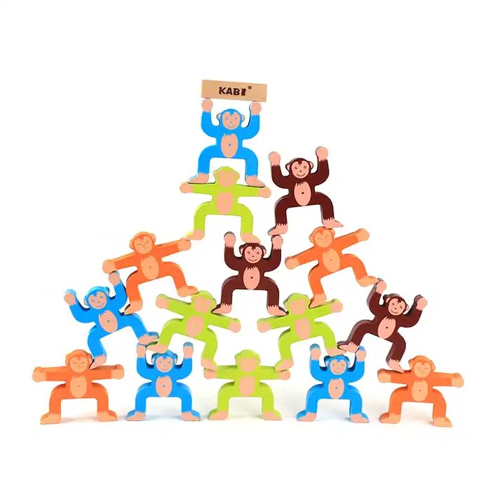 Wooden Balancing and Stacking Monkeys Game