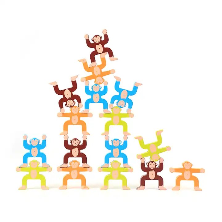 Wooden Balancing and Stacking Monkeys Game