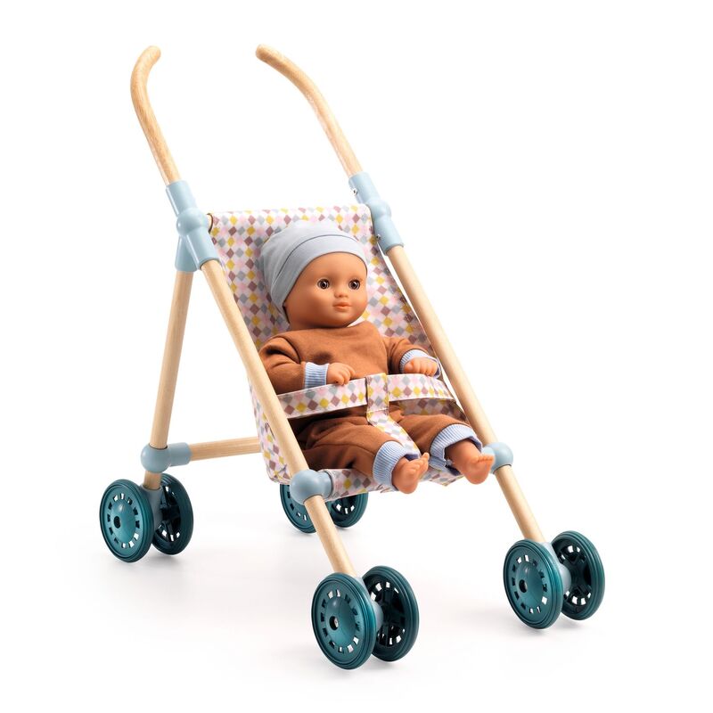 Wooden Doll Umbrella Stroller - Djeco